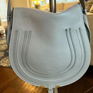 Chloe Marcie Crossbody Gray Leather Medium Bag